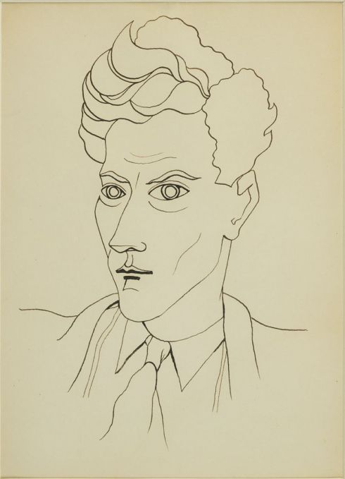Jean Cocteau - Autoportrait, années 1930 ; lié au dessin n° 6 de la série