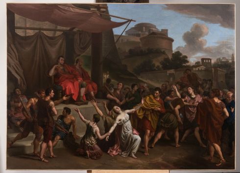 Laurent Pécheux - Virginie devant le décemvir Appius Claudius et consignée à Marcus Claudius Dit aussi La Mort de Virginie, 1776