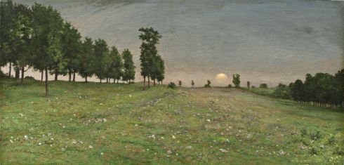 Antoine Chintreuil  - Prairie à Saint-Ouen, étude pour Les Ruines au soleil couchant, Saint-Ouen, vers 1864