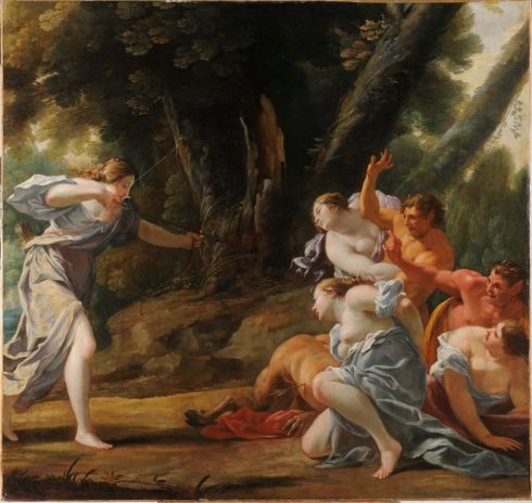 Nicolas Chaperon (attribué à) - Diane pourchassant les satyres, vers 1635