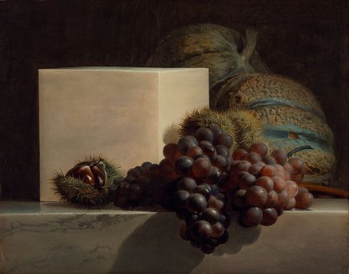 Antoine Berjon - Nature morte aux raisins, châtaignes, courges et pain de sucre