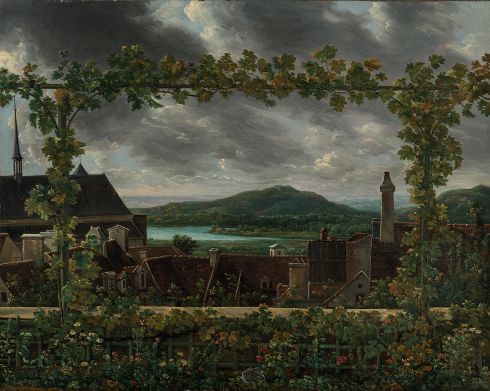 Jean-Joseph-Xavier Bidauld - Paysage vu à travers une treille, Montmorency, vers 1840